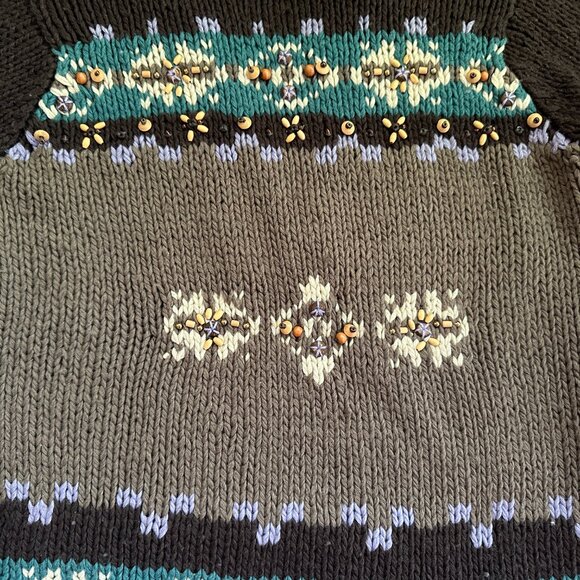 LaROK Woodsman Beaded Lace Up Reindeer Wool Sweater aso Jessica Simpson S - Picture 14 of 16